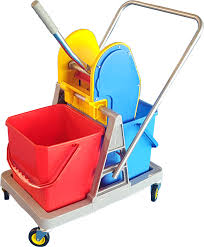 Double Bucket Mop Wringer Trolley